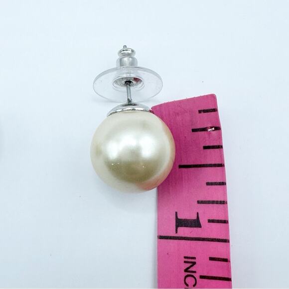 Faux pearl stud earrings classic minimalist preppy pierced retro traditional - Picture 4 of 8